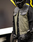 Motorcycle Cut Alpha Hex Leather & Denim