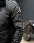 Leather Motorcycle Jacket Protective Bomber Black | Armored AAA