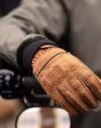 Motorcycle Glove Protective Reaper Leather Brown