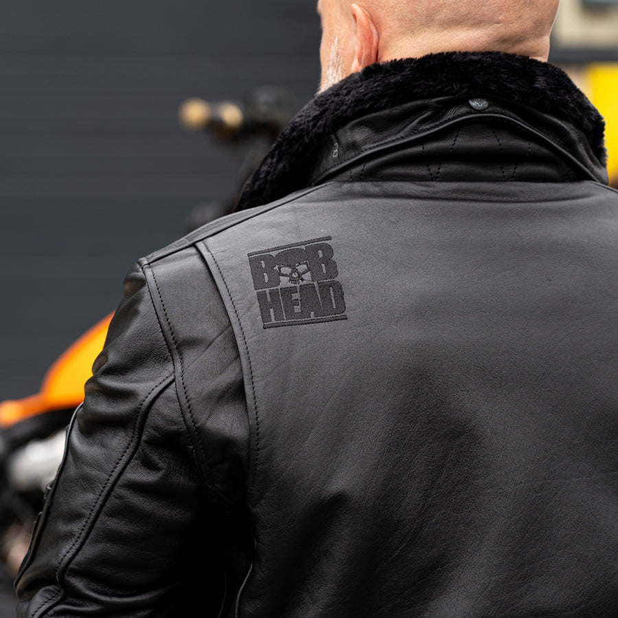 Leather Motorcycle Jacket Protective Bomber Black | Armored AAA