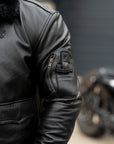 Leather Motorcycle Jacket Protective Bomber Black | Armored AAA