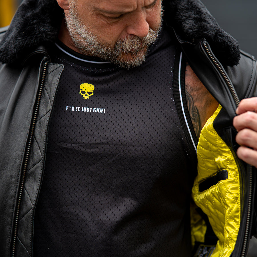 Leather Motorcycle Jacket Protective Bomber Black | Armored AAA