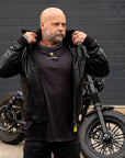 Leather Motorcycle Jacket Protective Bomber Black | Armored AAA