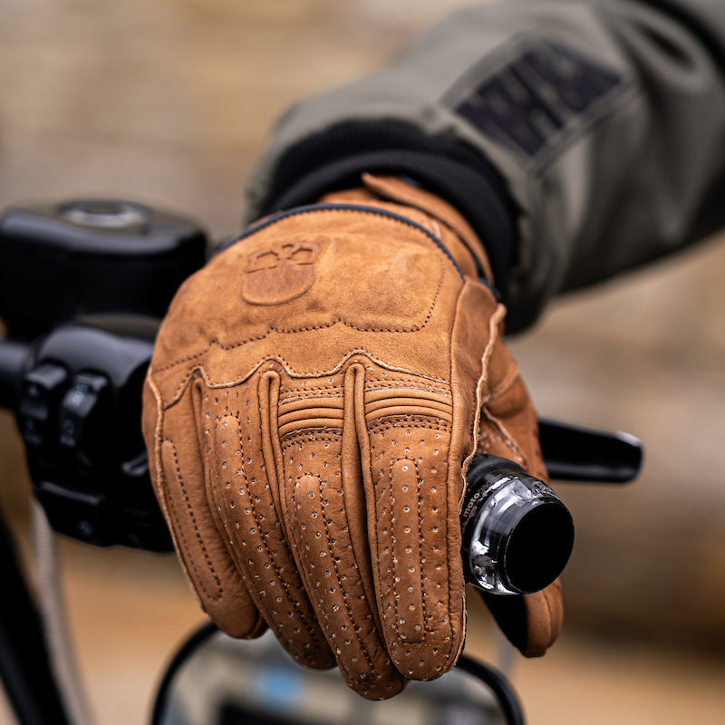 Motorcycle Glove Protective Reaper Leather Brown