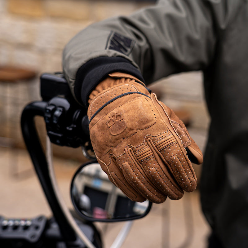Motorcycle Glove Protective Reaper Leather Brown