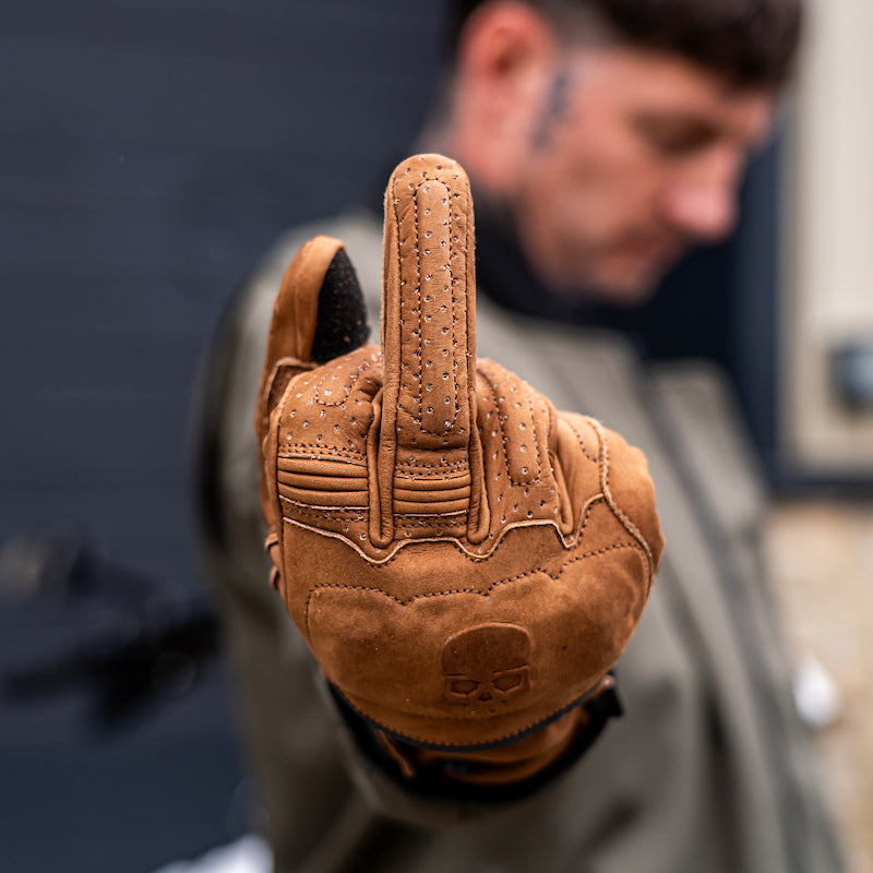 Motorcycle Glove Protective Reaper Leather Brown