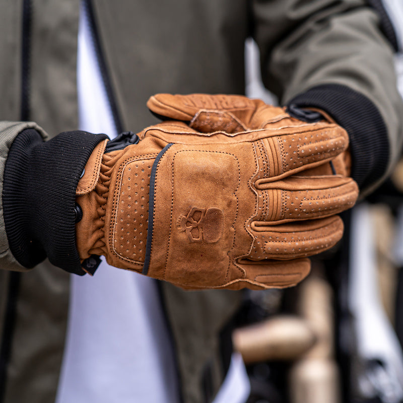 Motorcycle Glove Protective Reaper Leather Brown