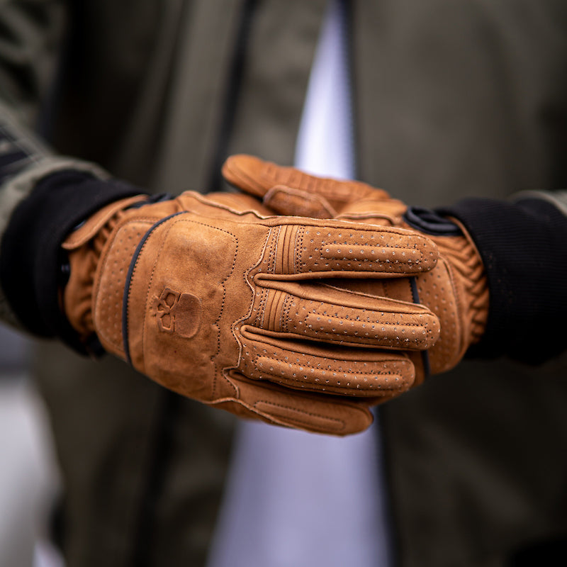 Motorcycle Glove Protective Reaper Leather Brown