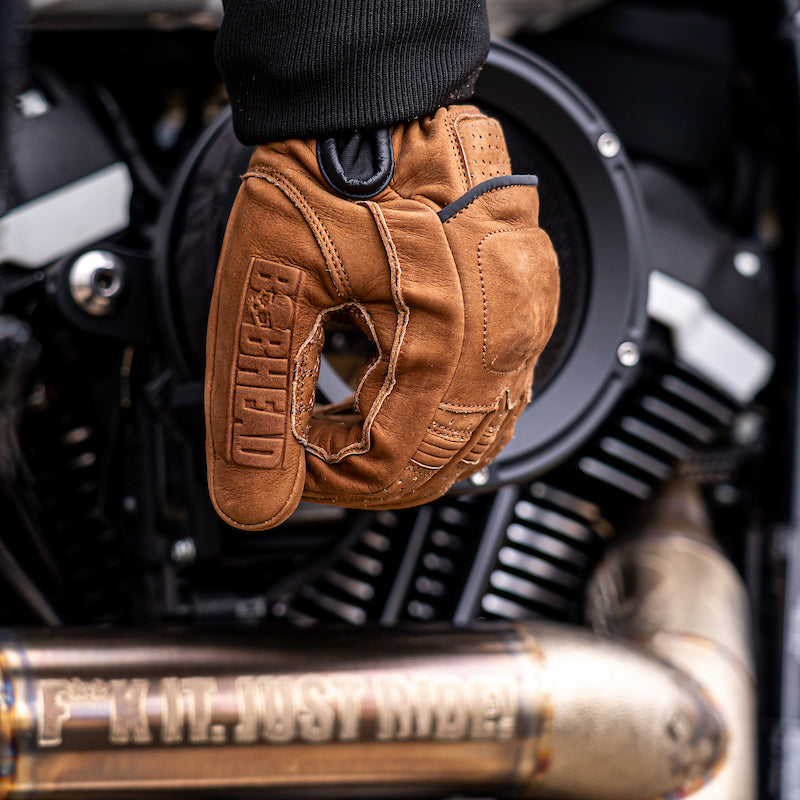 Motorcycle Glove Protective Reaper Leather Brown