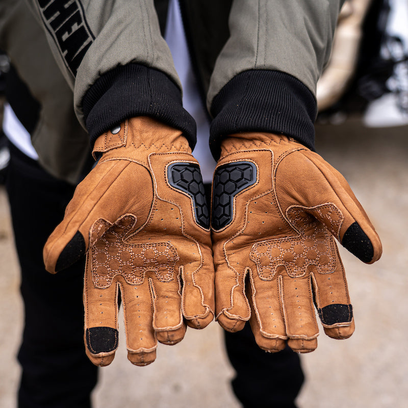 Motorcycle Glove Protective Reaper Leather Brown