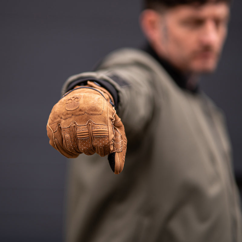 Motorcycle Glove Protective Reaper Leather Brown
